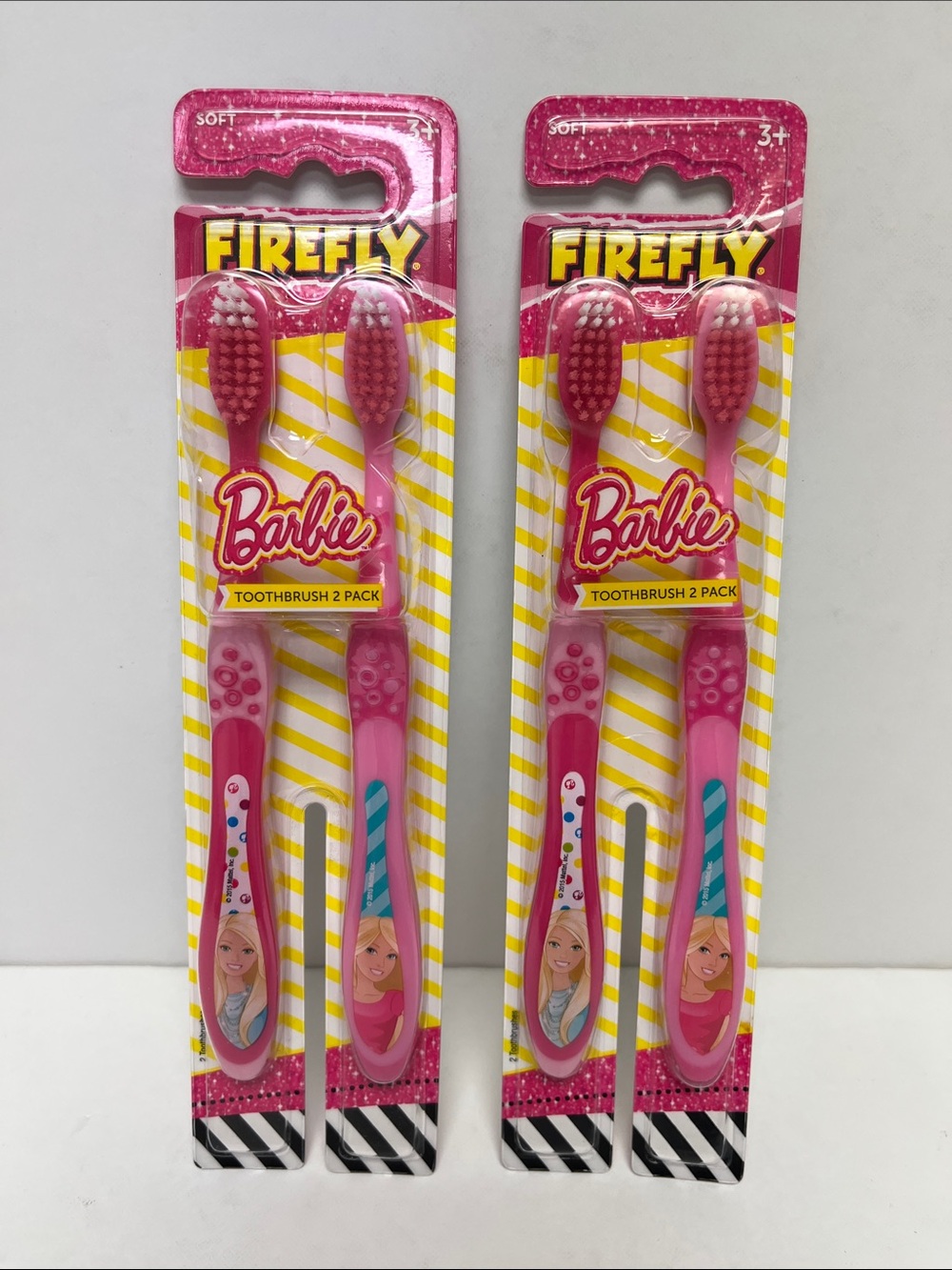 Barbie Pink Kids Toothbrush 2 Pack - Lot of 2